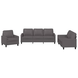 vidaXL sofas&aelig;t 3 dele med hynder kunstl&aelig;der gr&aring;