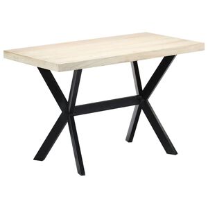 vidaXL spisebord 120 x 60 x 75 cm massivt mangotr&aelig; hvid