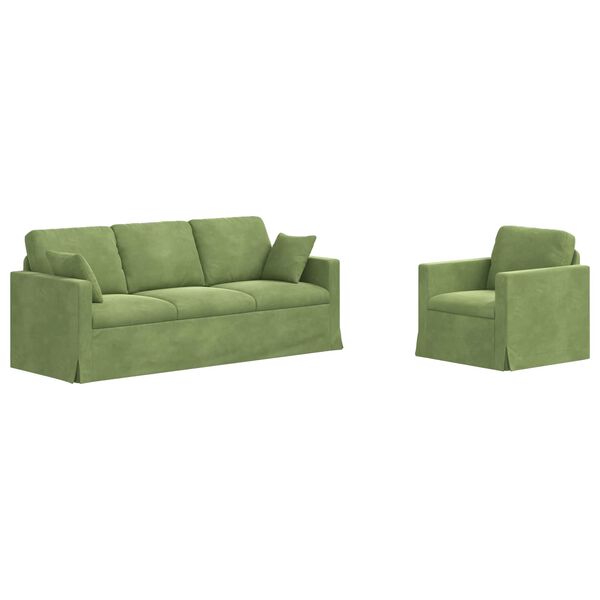 vidaXL Sofa S&aelig;t 2 pcs Lys gr&oslash;n 198 x 78 x 80 cm Fl&oslash;jl