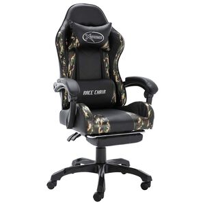 vidaXL gamerstol med fodst&oslash;tte kunstl&aelig;der sort og camouflage
