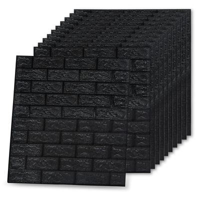 vidaXL 3D vægklistermærker 40 stk. selvklæbende murstensdesign sort