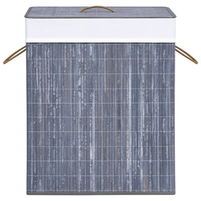 vidaXL vasketøjskurv med 2 rum 100 l bambus grå