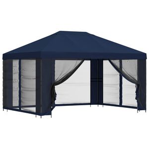 vidaXL Havel&aelig;ger med sidev&aelig;gge 4 &times; 3 m Bl&aring; Polyester og St&aring;l 190 gsm