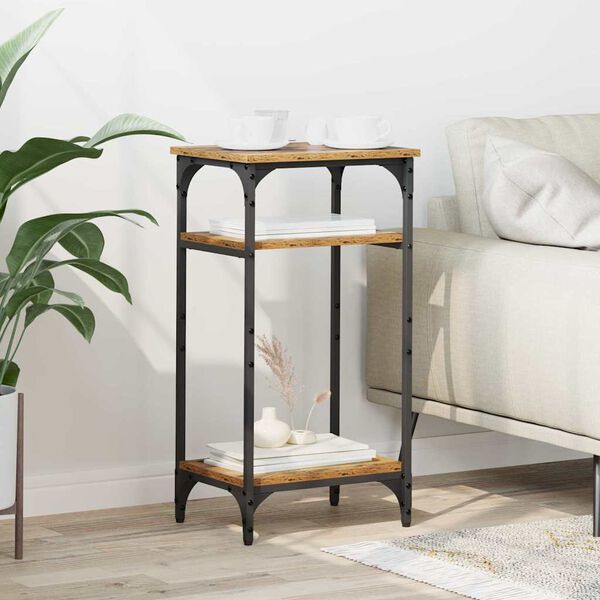 vidaXL Sidebord med hylde Gammelt tr&aelig; 40 x 30 x 75 cm Konstrueret tr&aelig;
