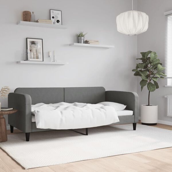 vidaXL daybed 90x190 cm stof m&oslash;rkegr&aring;