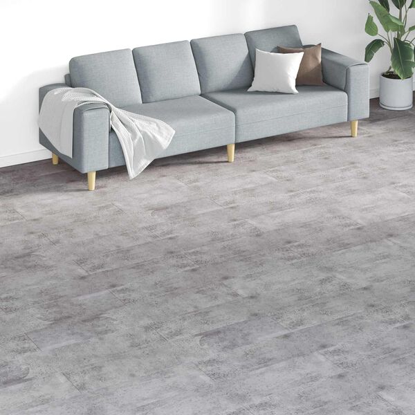 vidaXL Gulvplanker 18 pcs Cement Brun 5,26 m&sup2; PVC