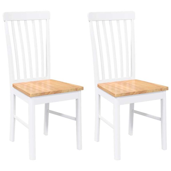 vidaXL spisebordsstole 2 stk. massivt gummitræ hvid