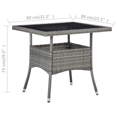 vidaXL udendørs spisebord polyrattan og glas grå