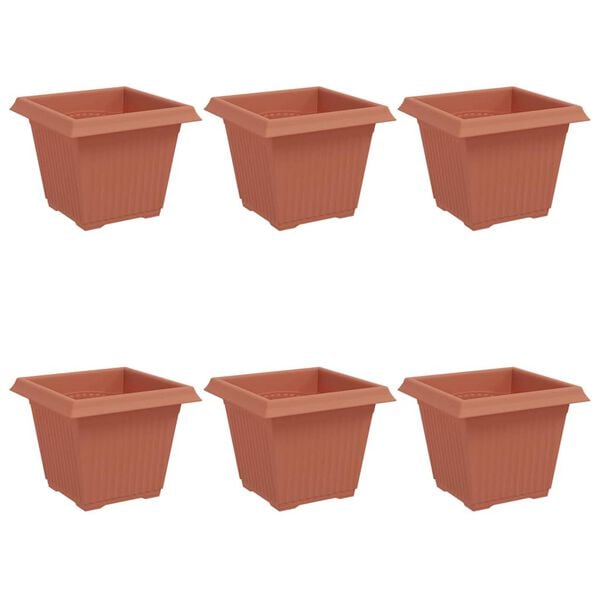 vidaXL Firkantet Blomsterkrukke 6 pcs Mursten R&oslash;d 20 x 20 x 16 cm