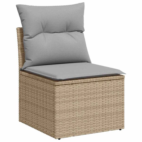 vidaXL Havesofa S&aelig;t med pude 8 pcs Beige og gr&aring; polyrattan