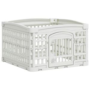 vidaXL 4-panelers hunde legegrind 60 x 60 x 38 cm Plastik Hvid