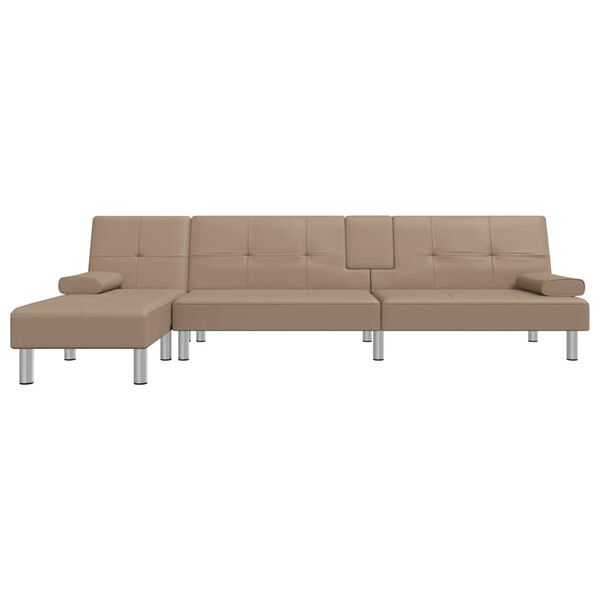 vidaXL L-formet sovesofa 255x140x70 cm kunstlæder cappuccinofarvet