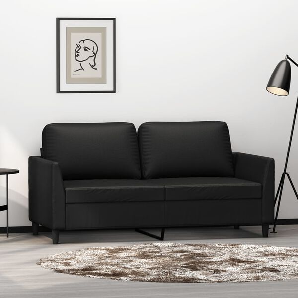 vidaXL 2-personers sofa 140 cm kunstl&aelig;der sort