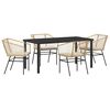 vidaXL Have Spisebordss&aelig;t 5 pcs Brun polyrattan