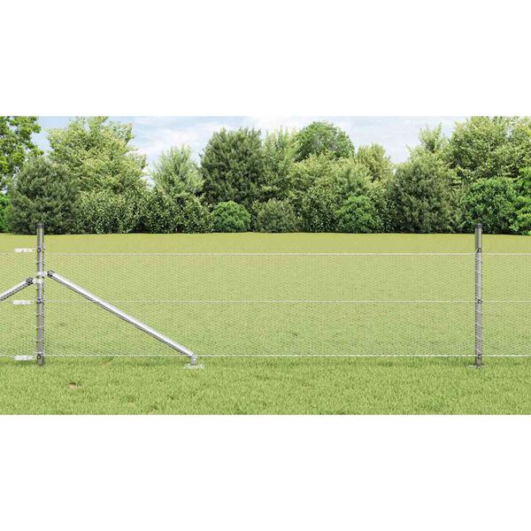 vidaXL Hegn med stolper Sølv 0.4 x 10 m PVC-belagte stål