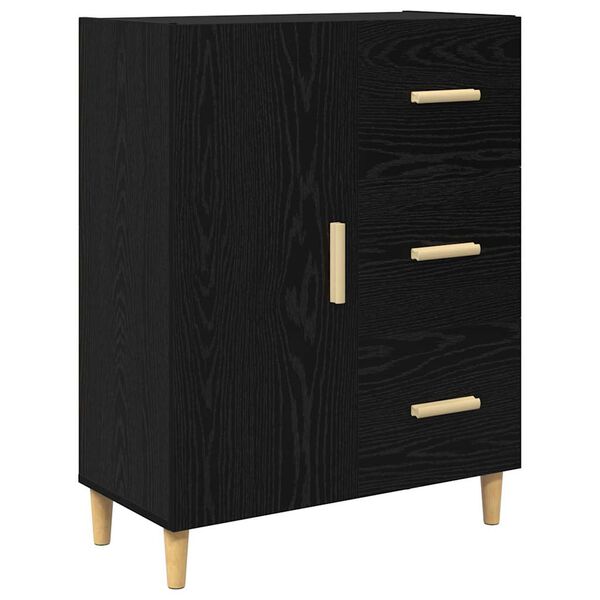 vidaXL Sideboard med skuffe Sort eg 34 x 69,5 x 90 cm Konstrueret tr&aelig;