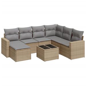 vidaXL sofas&aelig;t til haven 8 dele med hynder polyrattan beige