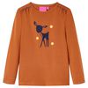 Lang&aelig;rmet T-shirt til b&oslash;rn str. 140 cognacfarvet