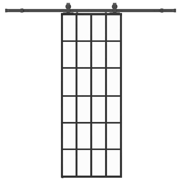 vidaXL skyded&oslash;r med hardwares&aelig;t 76x205 cm ESG glas sort