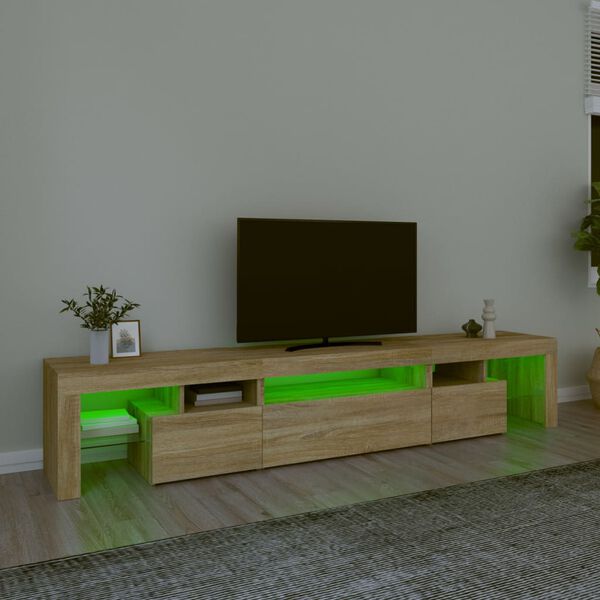 vidaXL tv-skab med LED-lys 215x36,5x40 cm sonoma-eg