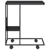 vidaXL sidebord med hjul 55x36x63,5 cm konstrueret tr&aelig; sort