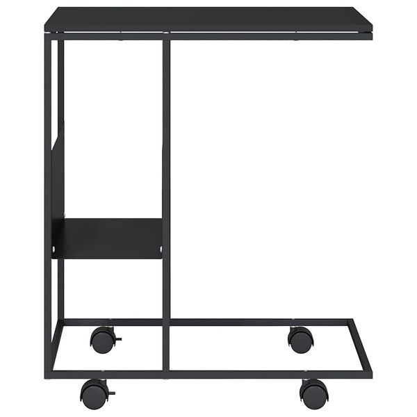 vidaXL sidebord med hjul 55x36x63,5 cm konstrueret tr&aelig; sort