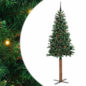 vidaXL Slankt Juletr&aelig; med stativ Gr&oslash;n 210 cm PVC og Massiv Fyrretr&aelig;