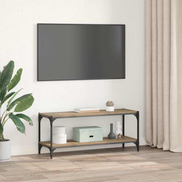 vidaXL TV-skab Artisan Egetr&aelig; 100x33x41cm Ingeni&oslash;rt tr&aelig; og jern