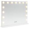 vidaXL LED Makeup Spejl Hvid 58 x 10 x 47 cm Glas og St&aring;l