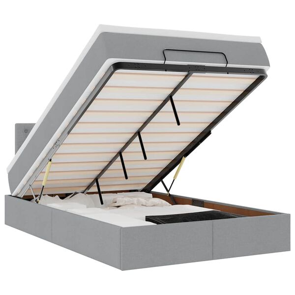 vidaXL ottoman seng med madras 120x200 cm stof lysegr&aring;