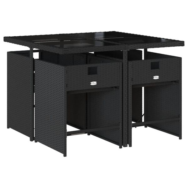 vidaXL spisebordss&aelig;t til haven 5 dele med hynder polyrattan sort
