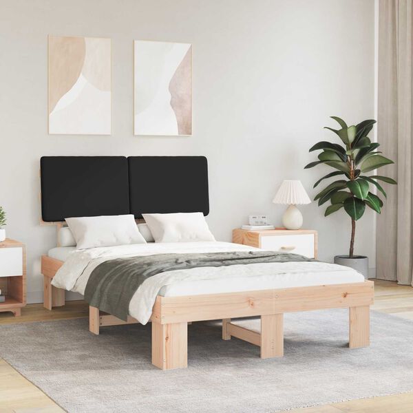 vidaXL Sengestel med Polstret Hovedgavl Sort 120 x 200 cm