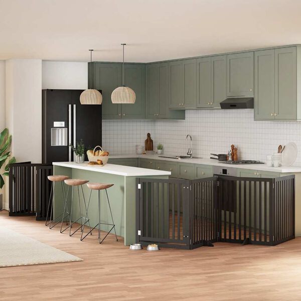 vidaXL hundel&aring;ge med d&oslash;r 10 paneler 800 cm foldbar poppeltr&aelig; sort