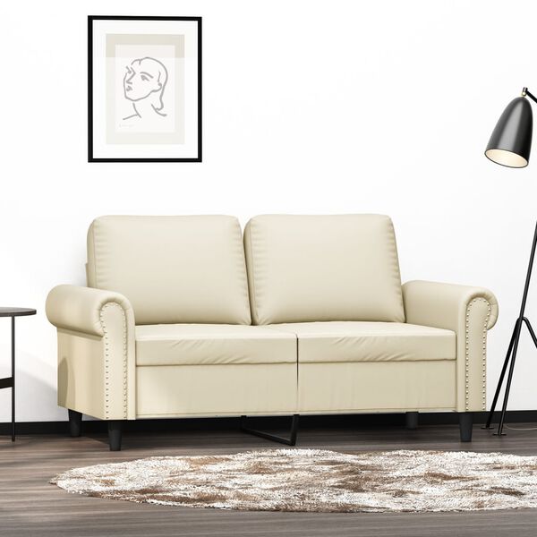 vidaXL 2-personers sofa 120 cm kunstlæder cremefarvet