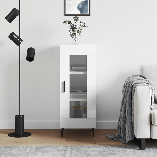 vidaXL sk&aelig;nk 34,5x34x90 cm konstrueret tr&aelig; hvid h&oslash;jglans