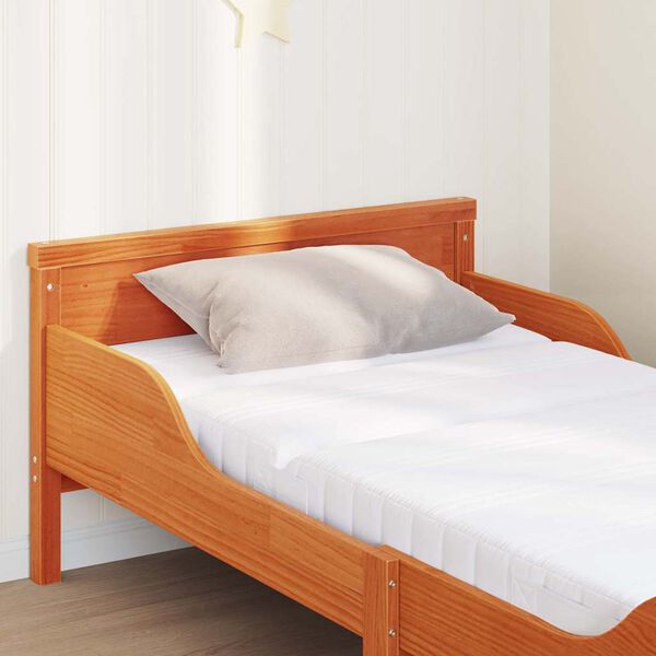 vidaXL Sengestel med madras Brun 80 x 200 cm Massiv fyrretr&aelig;