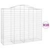 vidaXL buede gabionkurve 18 stk. 200x50x160/180 cm galvaniseret jern