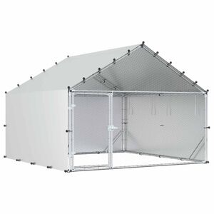 vidaXL H&oslash;nseg&aring;rd med tag S&oslash;lv 200 x 200 x 150 cm Galvaniseret st&aring;l
