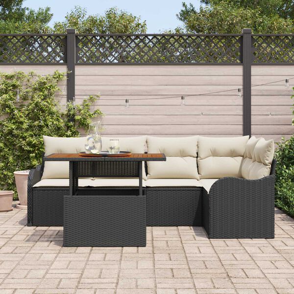 vidaXL Havesofa S&aelig;t med opbevaring 6 pcs Sort Poly rattan