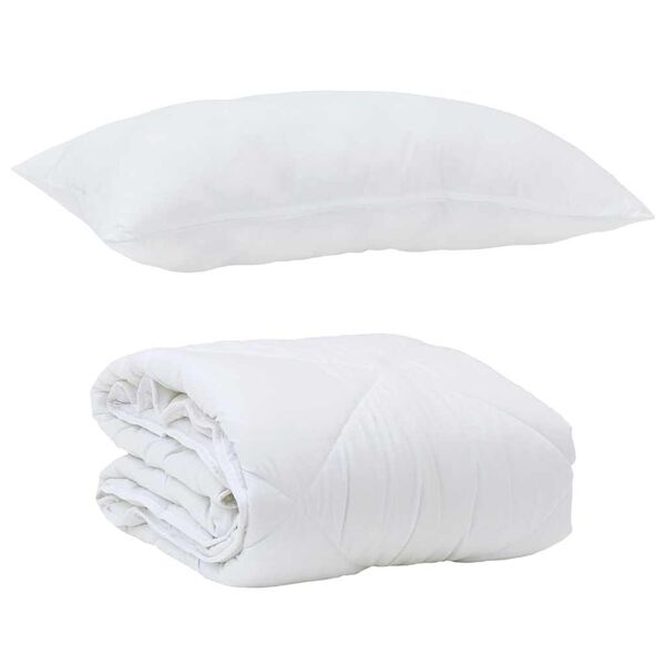 vidaXL Sommer dyne med pude 2 pcs Hvid Microfiber