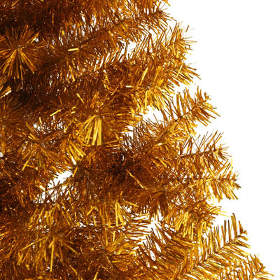 vidaXL kunstigt halvt juletræ med juletræsfod 240 cm PET guldfarvet