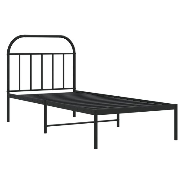 vidaXL sengeramme med sengegavl 90x190 cm metal sort