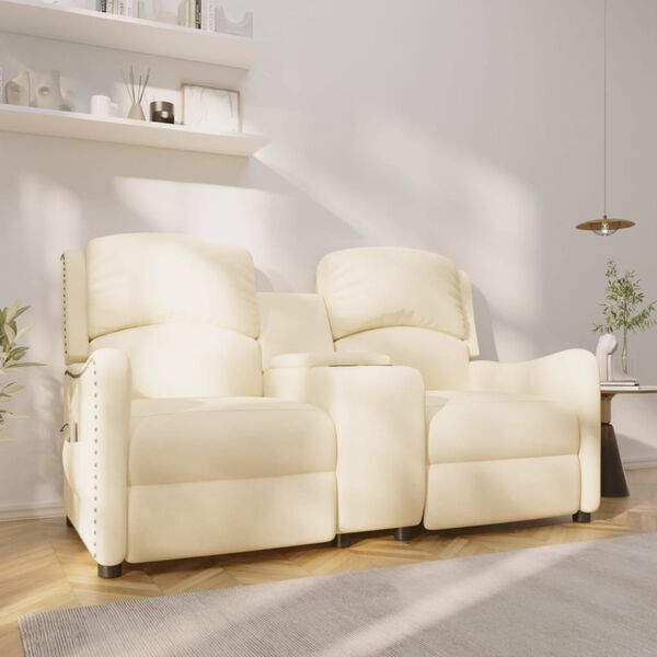 vidaXL 2-personers massagestol med kopholdere stof cremefarvet