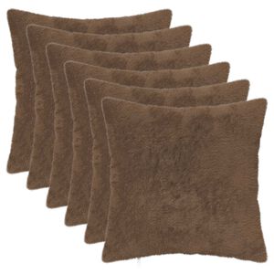 vidaXL Pudebetr&aelig;k 6 stk. HEERLEN Lys Brun 30 x 30 cm Faux Kanin Pels