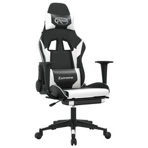 vidaXL gamingstol m. massagefunktion og fodst&oslash;tte kunstl&aelig;der sort hvid