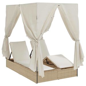 vidaXL Dobbelt solstol Beige 205 x 129 x 200 cm polyrattan