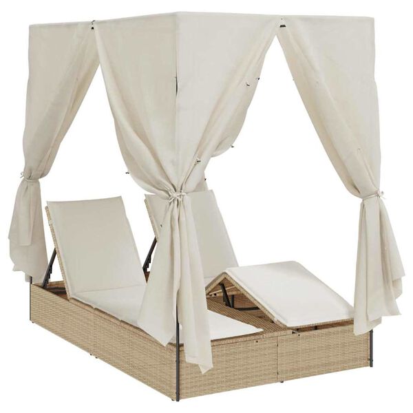 vidaXL Dobbelt solstol Beige 205 x 129 x 200 cm polyrattan
