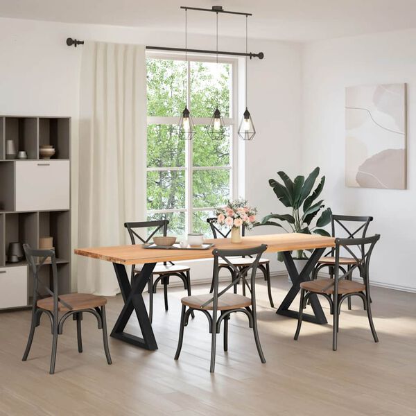 vidaXL spisebordsben 2 stk. sort 70 x (72-73,3) cm st&aring;l