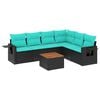 vidaXL havesofas&aelig;t med 7 hynder sort polyrattan