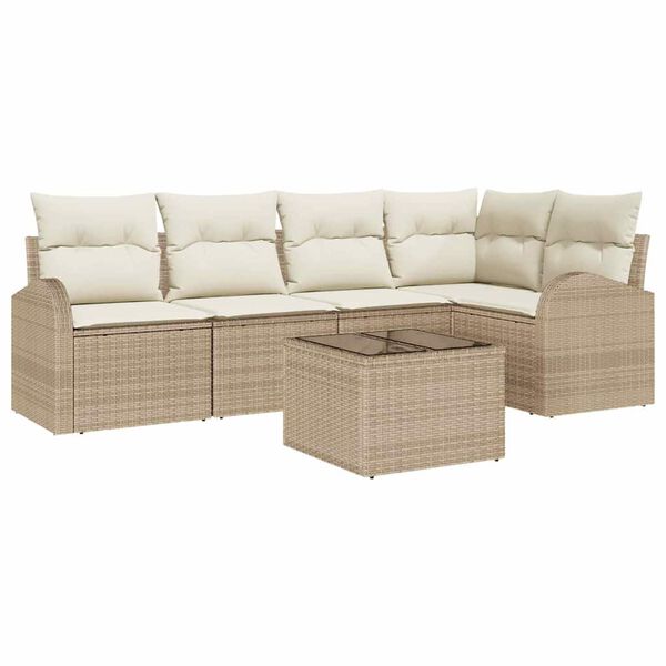 vidaXL Sofa S&aelig;t med pude Beige Polyester